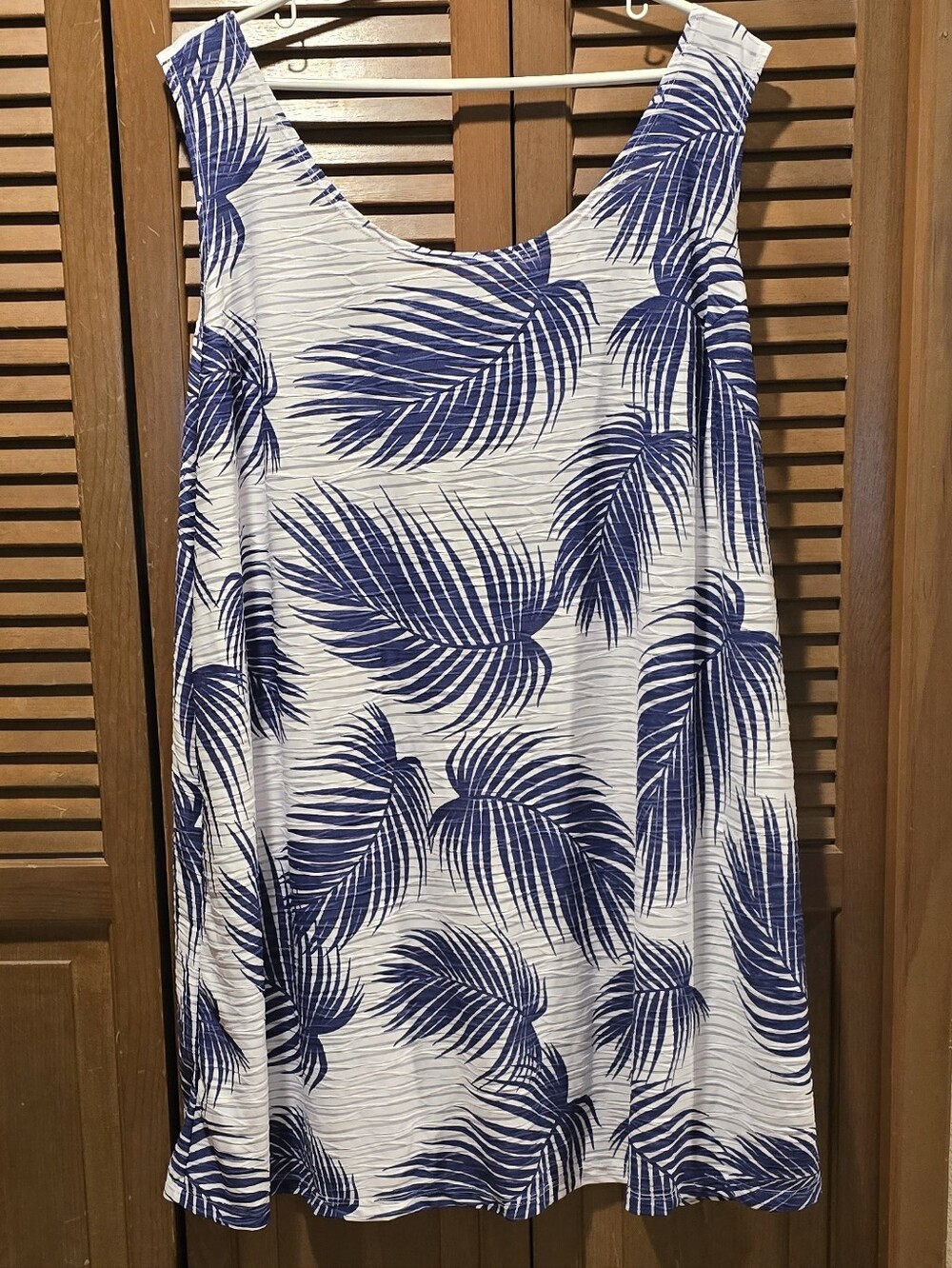 Women’s White & Navy Palm-Print Swim Coverup